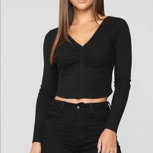 Fashion Nova black ruched crop top new